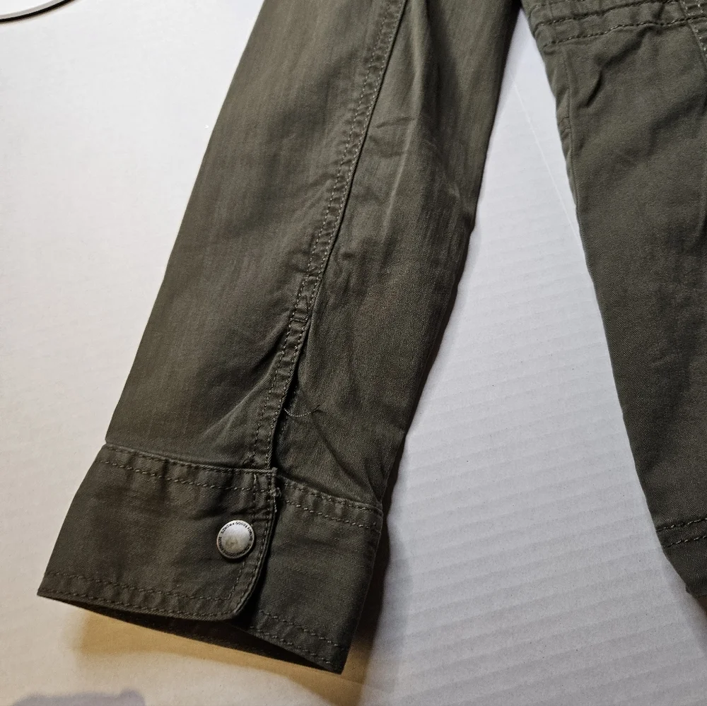 Utility Jacket Army Green SMALL Zip Up Snap Button - Picture 8 of 9